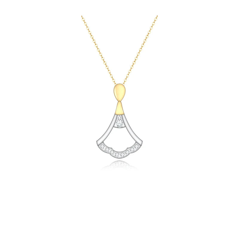 Custom Fanshaped Fashion Jewelry 18K Gold Plated 925 Sterling Silver Necklace Women