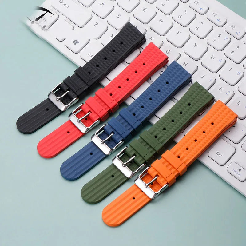 Stock Sports Rally Wrist Band Watchband Premium Quality Fluororubber Durable Diver Tropical FKM Rubber Watch Band Straps 20 22mm