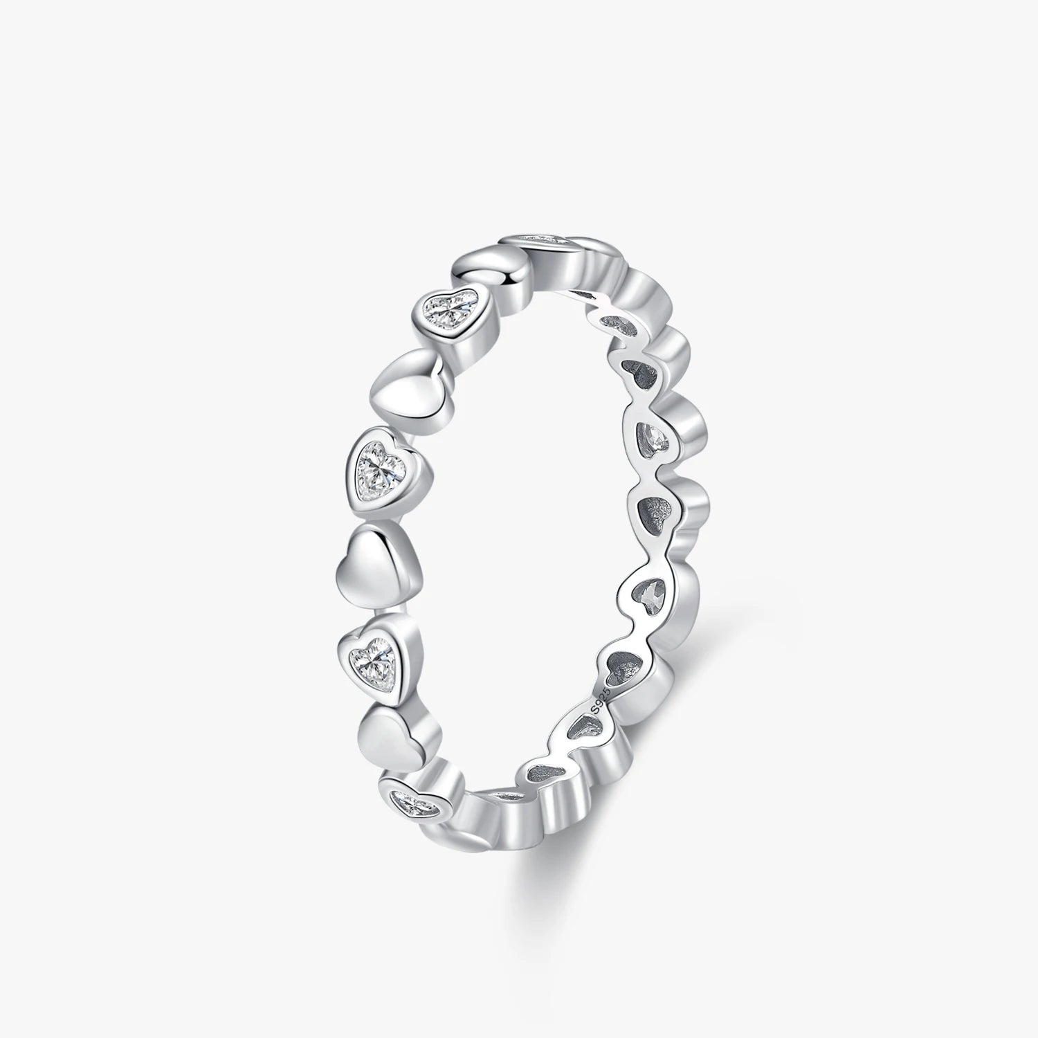 Ailmay 100% 925 Sterling Silver Charm Romantic Heart Zirconia Finger Rings for Women Wedding Engagement Statement Jewelry Gift