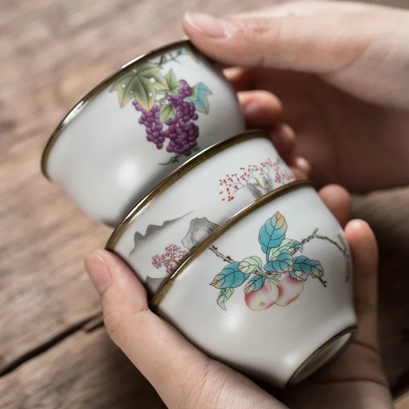 Moon Ru Ware Bell Cup Kung Fu Tea Cup Master Single Cup Gracked Glaze Teacup Tea Ceramic Mug