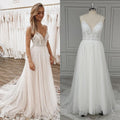 10669# Real Photos Spaghetti Straps Wedding Dress Bridal Gown for Women With Backless Polka Dot Tulle Sweep Train