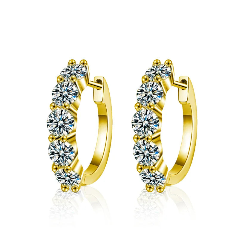 Real D Color 925 Sterling Silver Earrings 3CT Single Diamond 0.3Carat 4mm Mossonite Hoop Earrings for Women Fine Jewelry