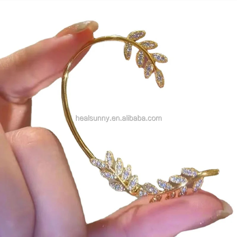 Gold Plated Metal Ear Bone Clip for Women Sweet Luxury Shining Zircon Rhinestone Earring Butterfly Ear Cuff