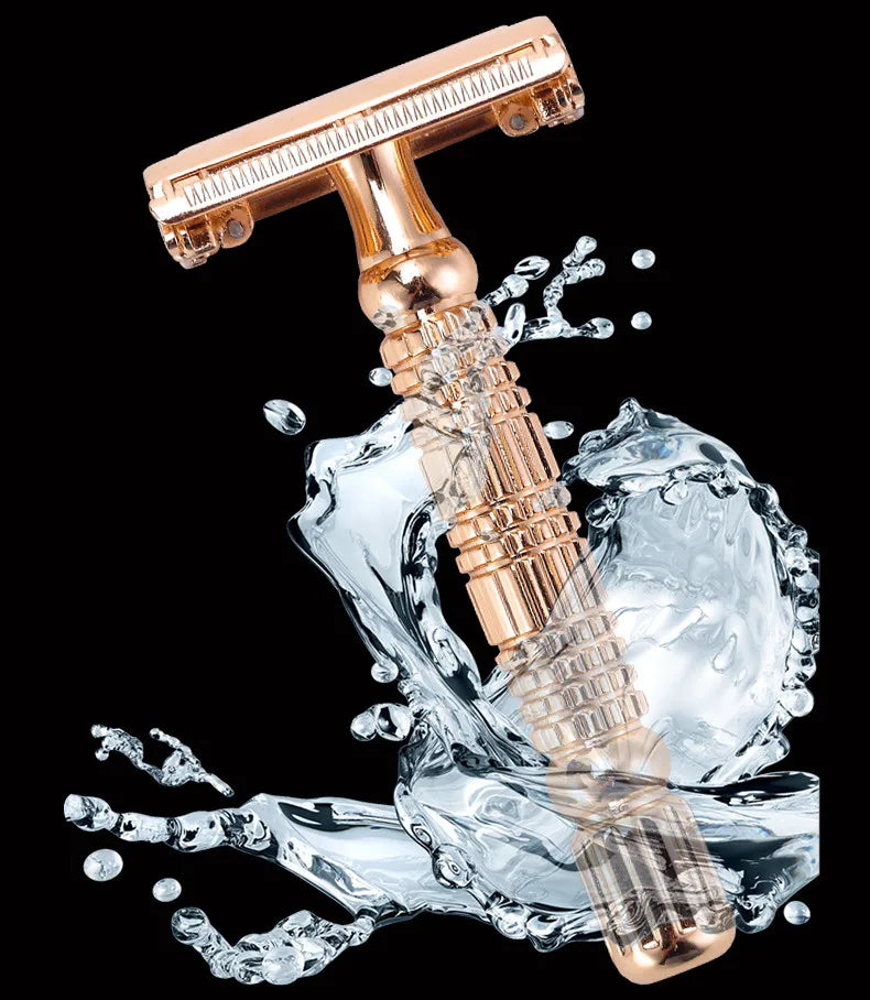 Private Label Classic Butterfly Manual Men's Shaver Double Edge Blade Metal Gold Shave Safety Razor Barber Facial Shaving Razor