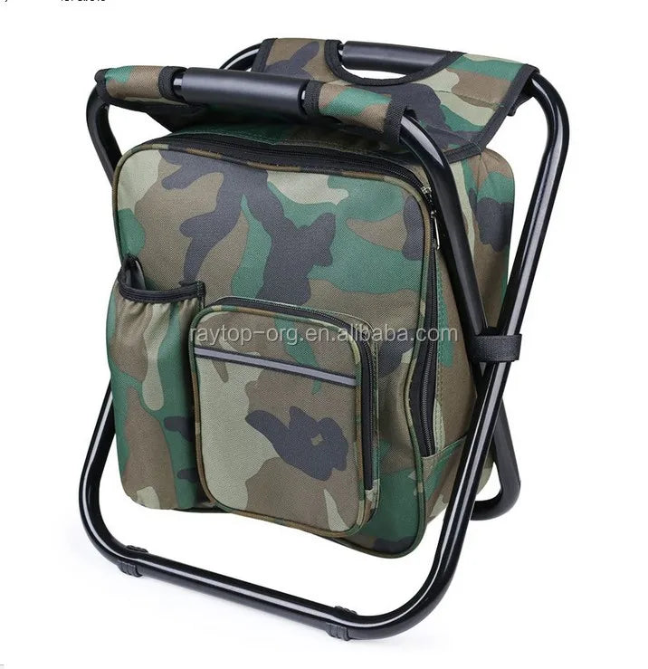 Portable Fish Chair Backpack Ice Bag Camping Chair with Cooler Bag