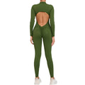 Front Zipper Scrunch Butt Yoga Bodysuit One-piece Backless Yoga Jumpsuit Long Sleeve Gym Bodysuit for Women MegaBDM