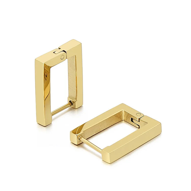 Simple Fashion 18k Gold Plated Earings Stainless Steel square Earring Jewelry