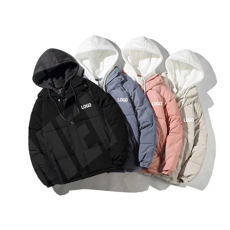 Custom Full Zip Down Polyester Quilted Padded Warm Coat Plus Size Men's Bubble Clothing Bomber Streetwear Puffer Jacket Men