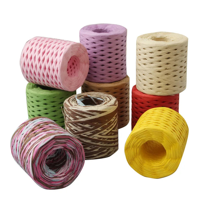 Crochet Nylon / Acrylic Natural Environmental Friendly Rope Paper Raffia Yarn 21 Colors 200m Per Roll for Handbags