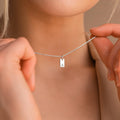 Factory Wholesale Stainless Steel Square Carve Letter 26 A- Z Alphabet Pendant Clavicle Chain Necklace for Women Girls