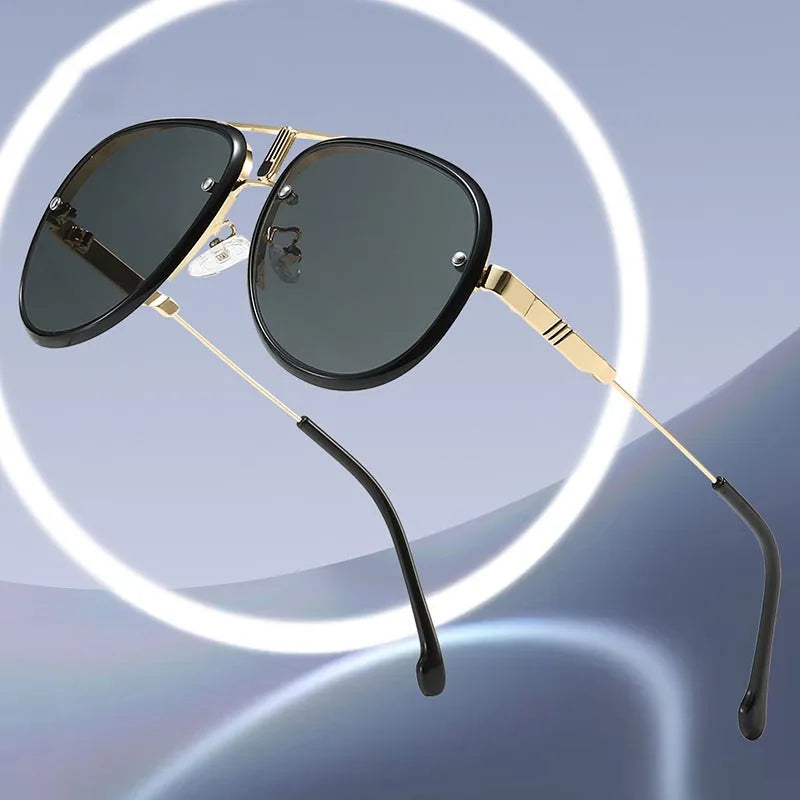 Trending Custom Logo Sunglasses Men 2024 Cool Men Design Metal Trendy Fashion Uv400 Protection Private Label Metal Sunglasses