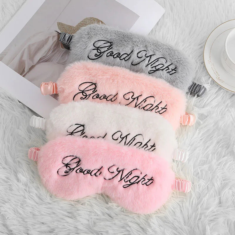 Soft Plush Silky Sleeping Mask Eye Masks with Embroidered Logo Dream Sleep Eye Cover Nap Health Eyeshade