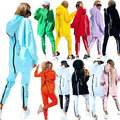 Women's Suit Long Zipper Front and Back Wear Letter Print Loose Long Hoodie + Pants Suit