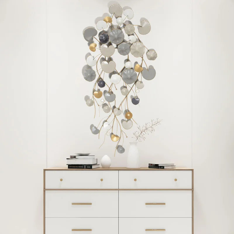 Light Luxury Ginkgo Leaves 3D Metal Wall Art Iron Nature Decor for Home Living Room Hanging Function