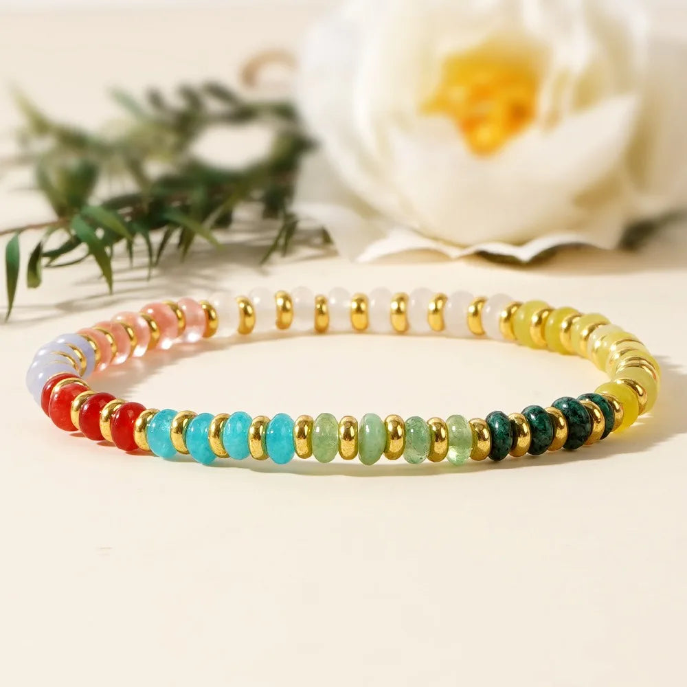 Wholesale Natural Rose Quartz Stone Beaded Bracelet for Women Dainty Trendy Style African Turquoise Stone Beads Elastic Bracelet