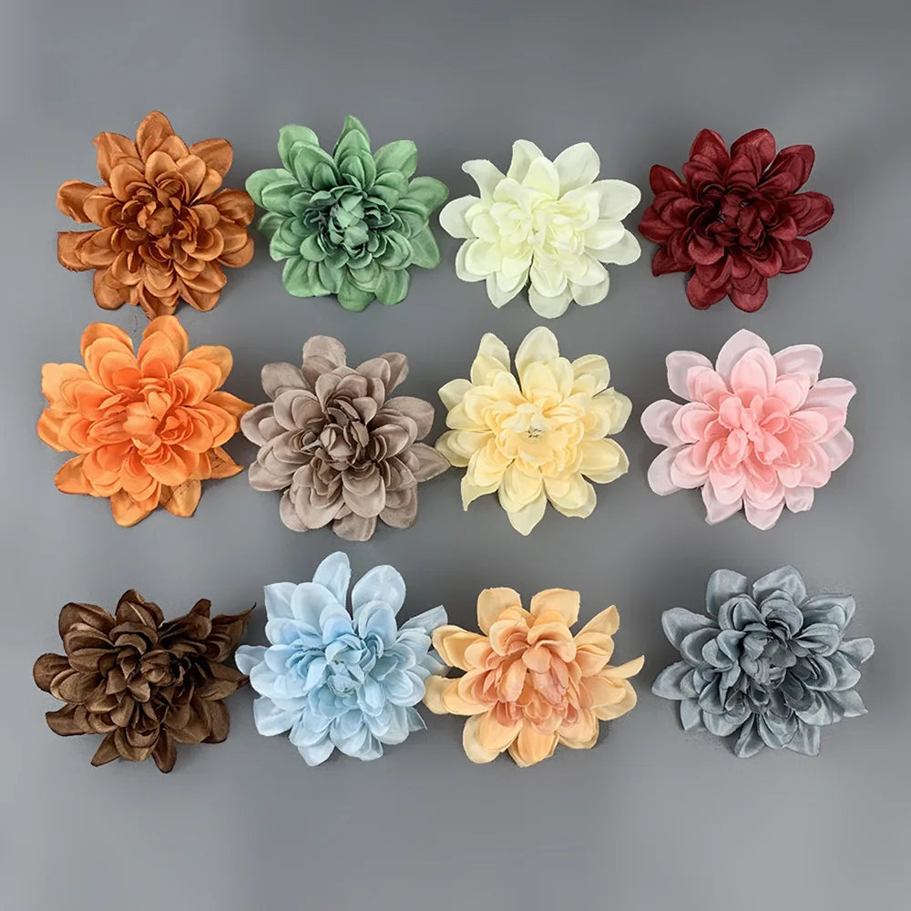 10cm Simulation Dahlia Flower Head  Dahlia Silk Flower Diy Handmade Wreath Headgear Corsage Artificial Flowers