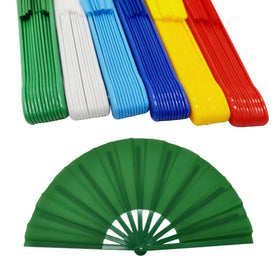 Handmade Painted Bamboo Large Folding Hand Fan White Chinese Kung Fu Tai Chi Design for Dance with METAL Rivets