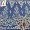 French Lace Fabric Beaded Bridal Lace With Sequins Embroidery 100% Polyester Tulle Bridal Fabric Heavy Beaded Fabric Laces