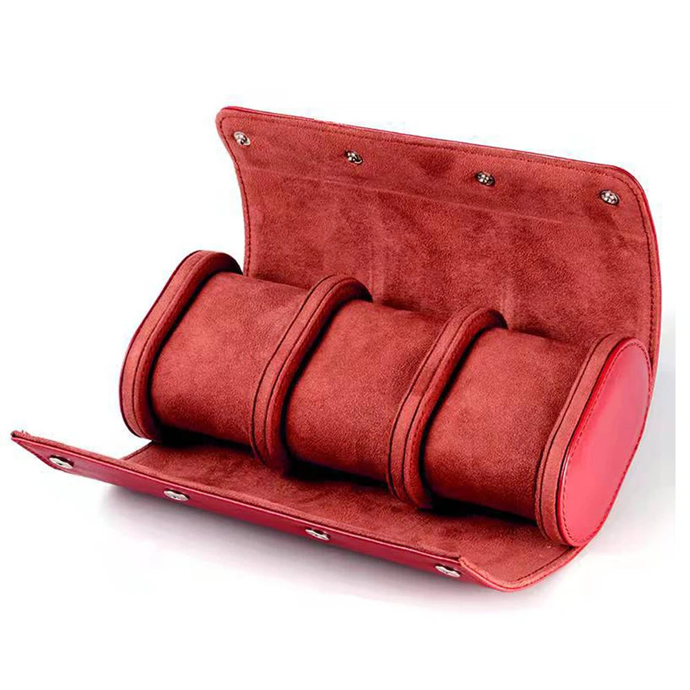 Lady Handmade Genuine Leather Watch Roll Case Custom Logo Luxury Travel Portable Storage Box Packaging Organizer Velvet Lining