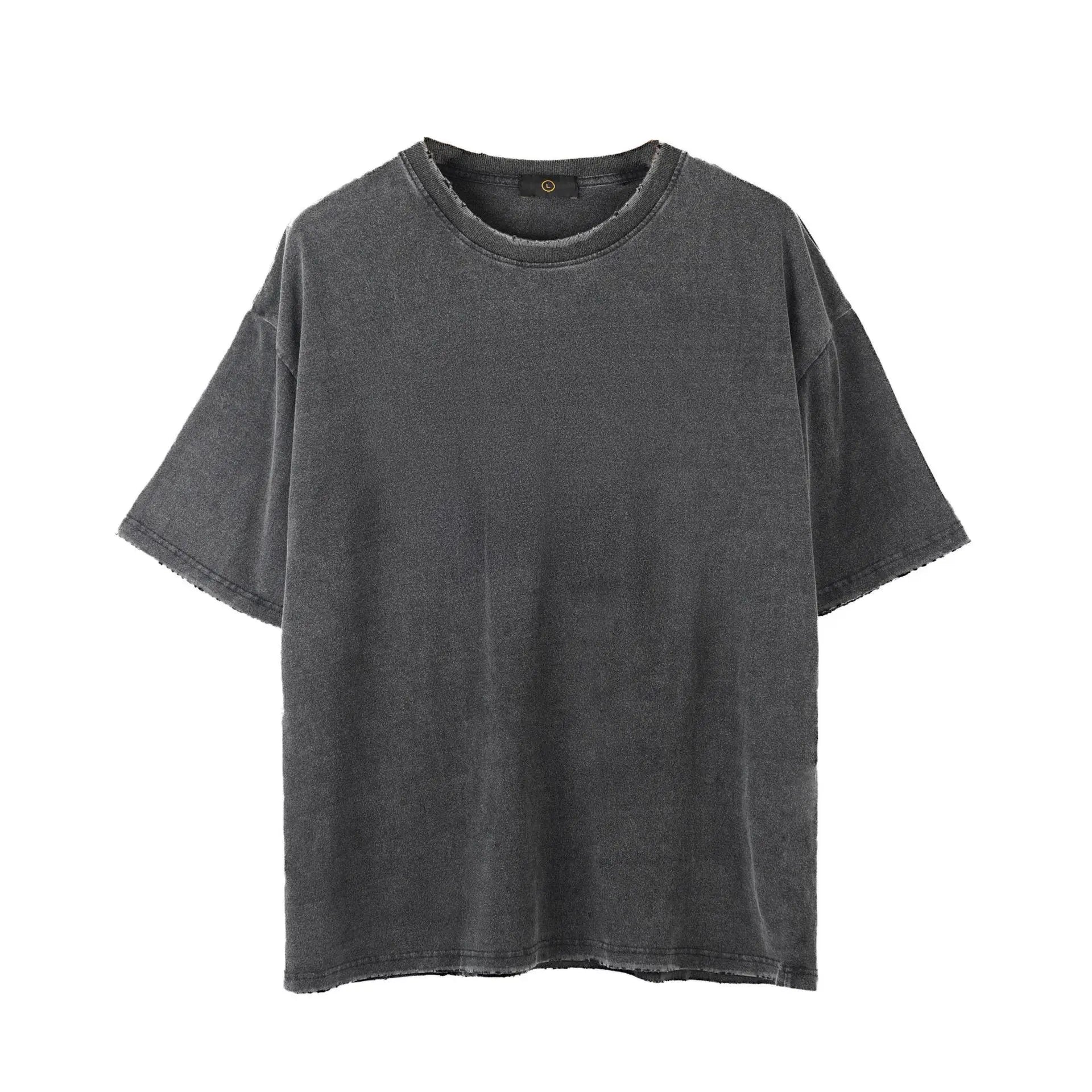 Oversized DTG Custom T Shirt logo Printed Streetwear Pattern T-shirt Men Acid Washed Black Graphic Vintage Distressed T-Shirts