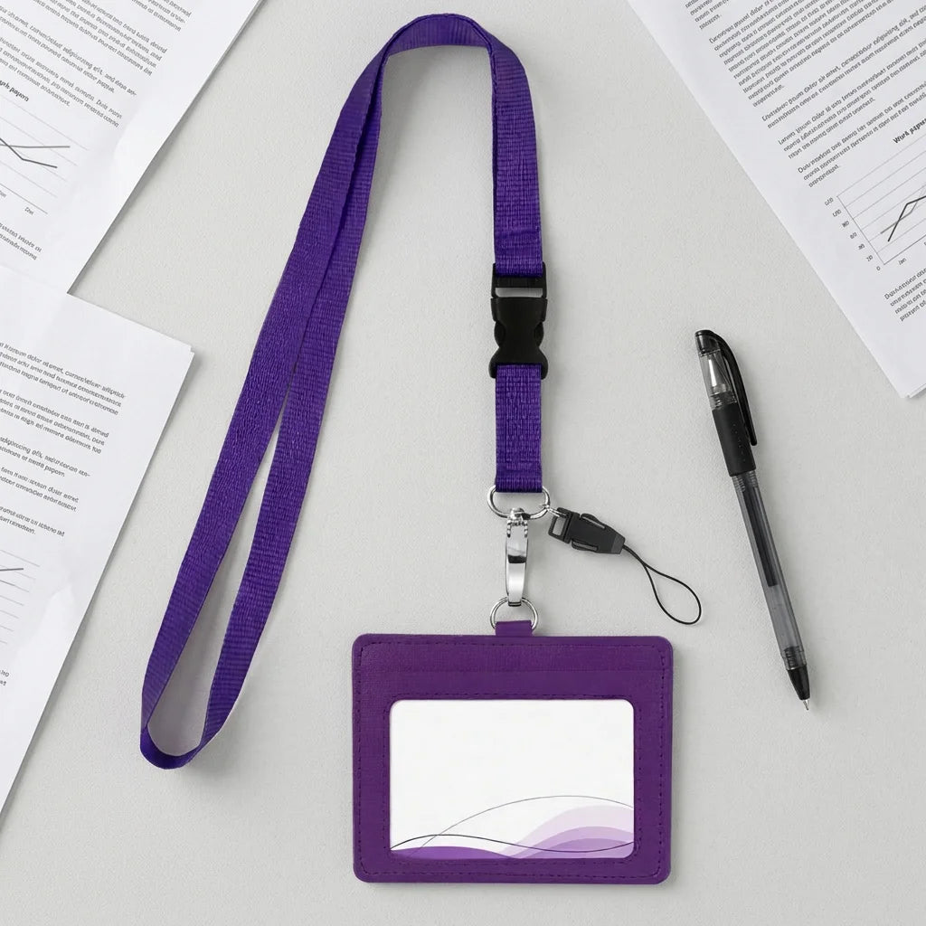 Premium Neck Lanyard with Quick Release Buckle Detachable ID Card Badge Holder Custom Silkscreen Printed Logo for School Office MegaBDM
