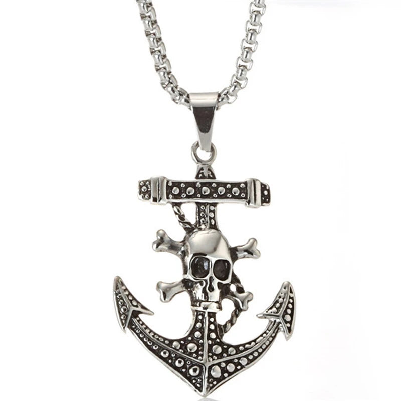 Anchor Pendant Skull Pendant with Chain Men's Stainless Steel Necklace Jewelry Customization
