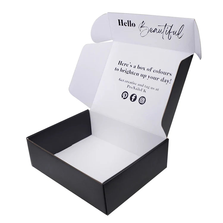 Hot Selling Custom logo Black Cosmetics Packaging Corrugated Cardboard Shipping Mailer Boxes