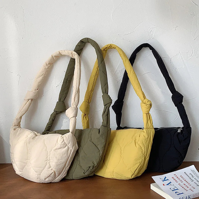 Wholesale Stylish Ladies Winter Handbag Purse Women Padded Underarm Bag Quilted Puffy Shoulder Bags