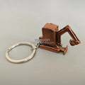 3D Metal Excavator Keychain - Bulldozer Backhoe Loader Roller Model Key Ring Construction Digger Gift