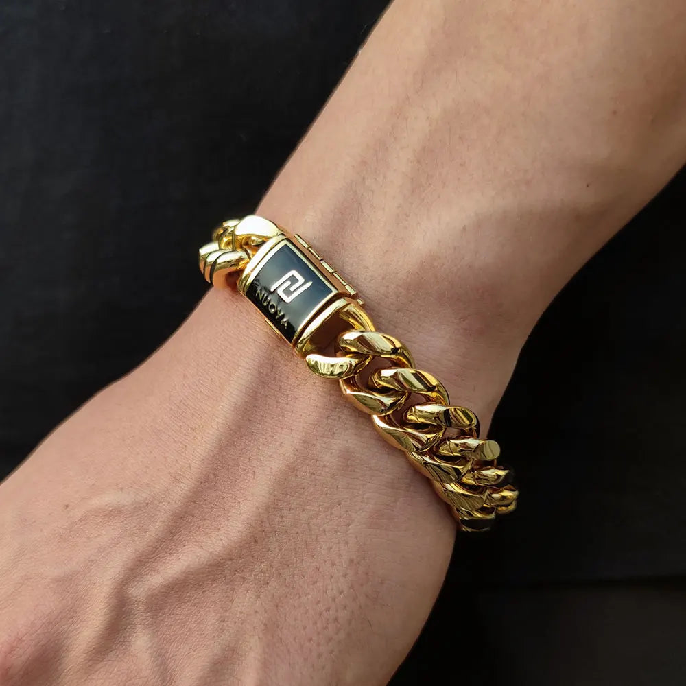 NUOYA Stainless Steel Logo Mens Fashion 18k Bracelet Custom Bracelets Stainless Steel Jewellery