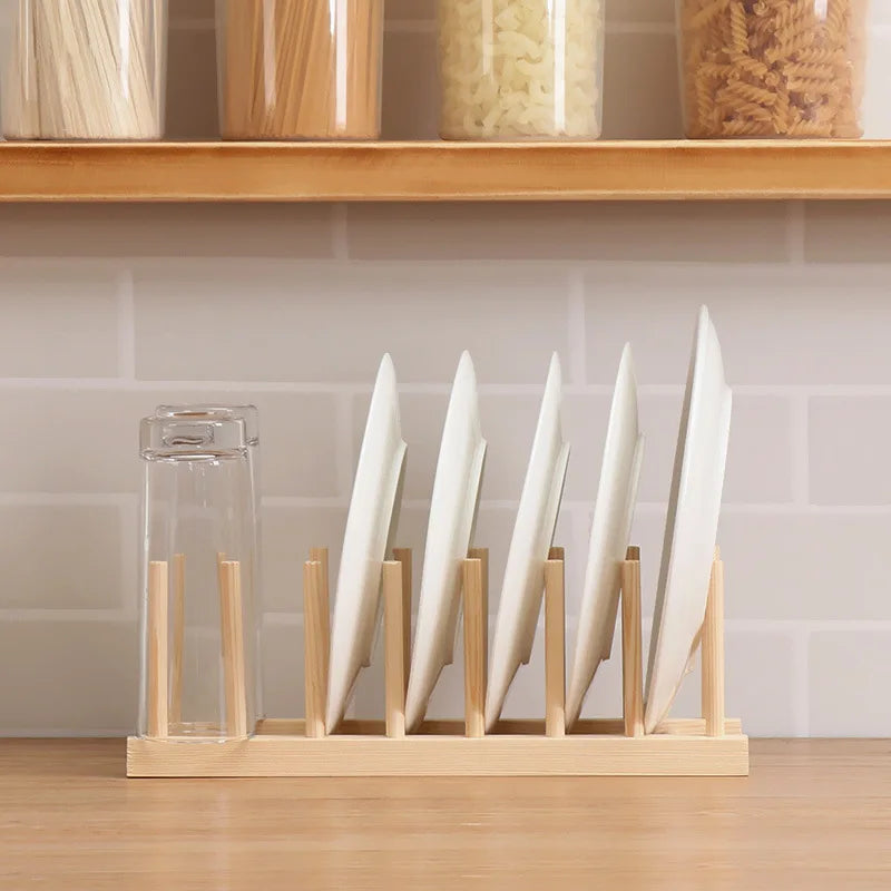 Double Faucet Storage Kitchen Wooden Non-folding Eco-Friendly 4 Pack Drainage Multi Dish and Bowl Drying Rack