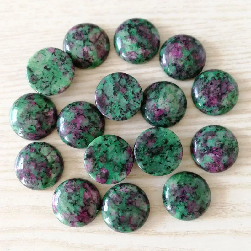 Huiying Natural Stone Designer Gemstone 18Mm Ruby in Zoisite Cabochons Wholesale Lot for Pendant Jewelry Making Supply Crafts