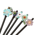 Wood Hairpin Hair Sticks Womens Flower Tassel Hairpin Accessories Chinese Style Wooden Hair Bun Chop Stick