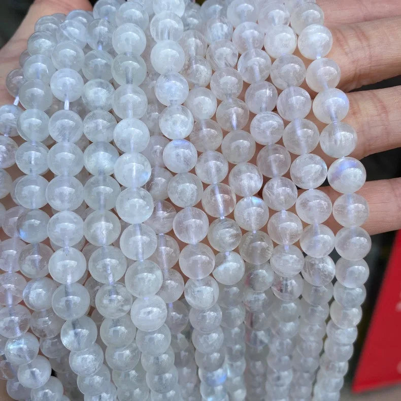 Natural Semi-precious Blue Moonstone Loose Beads Labradorite Healing Crystal Round Beads for Women Men Bangles Bracelets