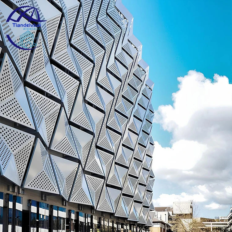 Customized 3d Curtain Wall Aluminum Panel Facade Building Exterior Cladding Aluminum Profile Perforated Panel Fireproof
