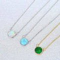 Personalized Customized Opal Jewelry Pendant Minimalist Style Rhodium Plated 925 Sterling Silver Engagement Wedding Party