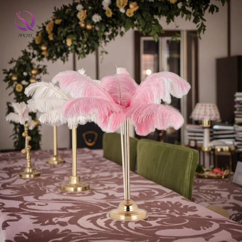 Wedding Site Layout Props Main Table Flower Ware Hotel Window bar TV Cabinet Feather Decoration Wedding Vase Gold Metal