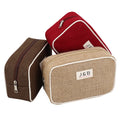 Eco Friendly Travel Jute Makeup Toiletry Bag with Private Label Logo Custom Natural Burlap Hemp Tools Storage Zipper Case Bag