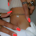Dainty Custom18k Gold Plated Oem Crystal 6mm Cuban Link Cz Initial Cute Chain Anklet for Women