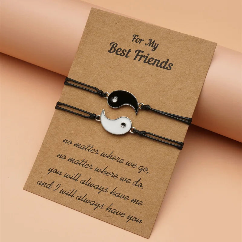 Cross Border Creative Ethnic Style Yin Yang Bracelet Adjustable Card BFF Bracelets New Couple Bracelets for Lovers