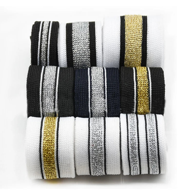 Stock Lurex Strip Knitted Nylon Polyester Non-stretch  Webbing Tape