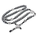 Saint Benedict Cording Rosary 8 mm Hematite Beads Religious Black Cross Catholic Woven Rosaries MegaBDM