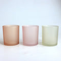 LANGXU Cylinder Frosted Matte Orange pink Green clear Colors Strong Glass Material Cups for Candle Making Scent Candles