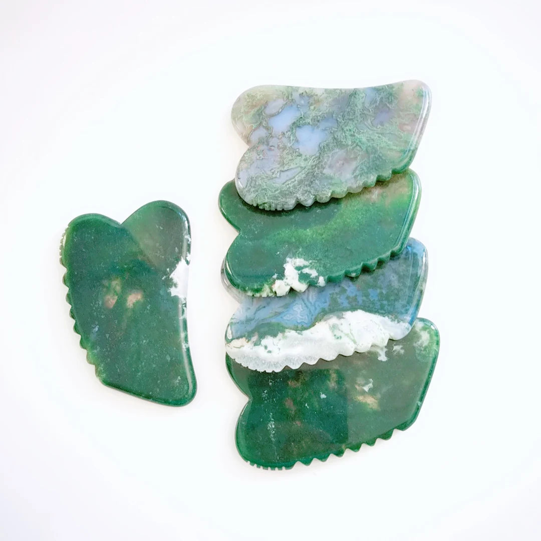 DIY Air Shipping Beauty Personal Care Moss Agate Gua Sha Board with Spiky
