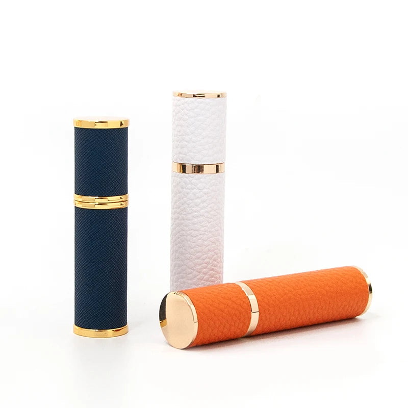 Factory Customized Mini Pu Leather Empty Luxury Glass Perfume Bottle 5ml 10ml with Spray Atomizer