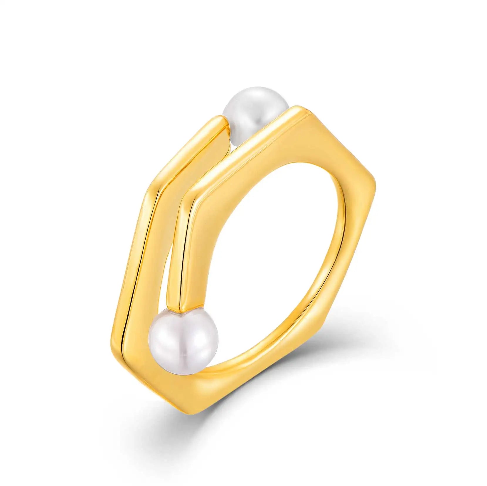 QX Fine Jewelry Custom Oem 925 Sterling Silver 18k Gold Plated Fresh Water Pearl Rings for Women Wholesale Party Gift