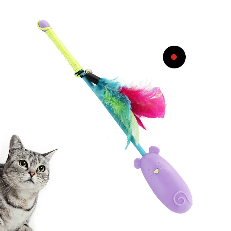 Interactive Eco-Friendly Cat Toy Modern & Classic Fishing Rod with Laser Featuring a Mouse Handle for Fun Jumping Exercise