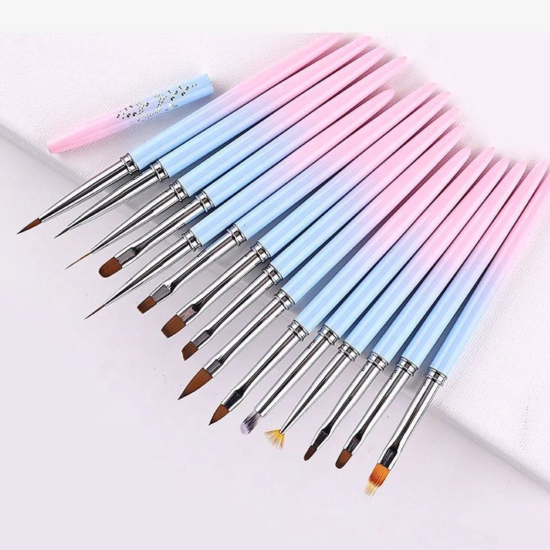 Kolinsky Hair Nail Art Stripes Lines DIY Acrylic UV Gel Drawing Pen Dotting Tools for Manicure Flower Design Manicure Nail