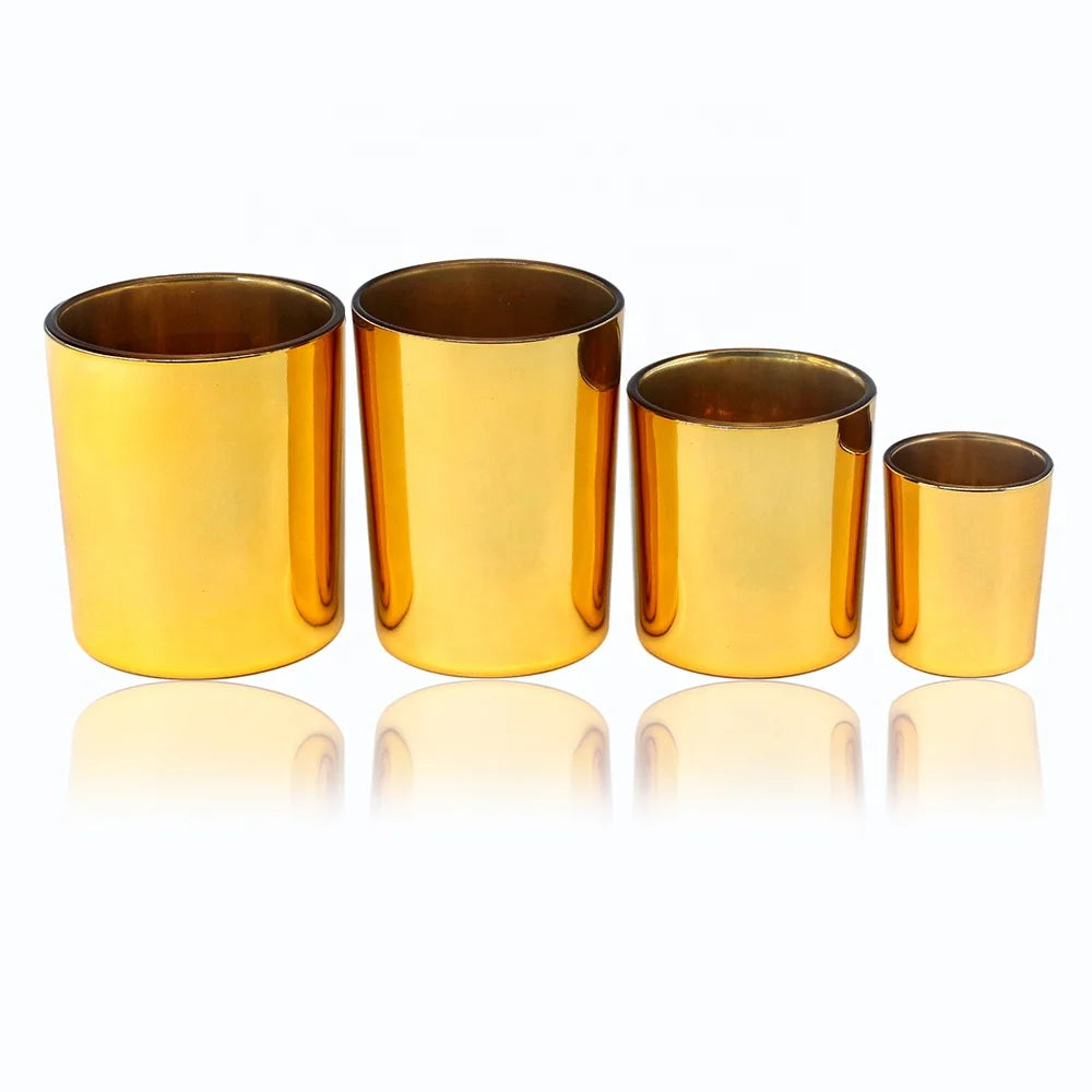 FENGJUN Electroplated Gold Silver Glossy Surface High Quality Luxury Glass Candle Jar Lid Christmas Heat Resistant Customized