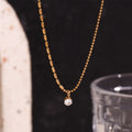Dreamshow Asymmetrical Shining Zircon Pendant Necklace Gold Plated Jewelry Stainless Steel Beaded Necklace
